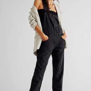 Free People Black Denim Overalls Jumpsuit